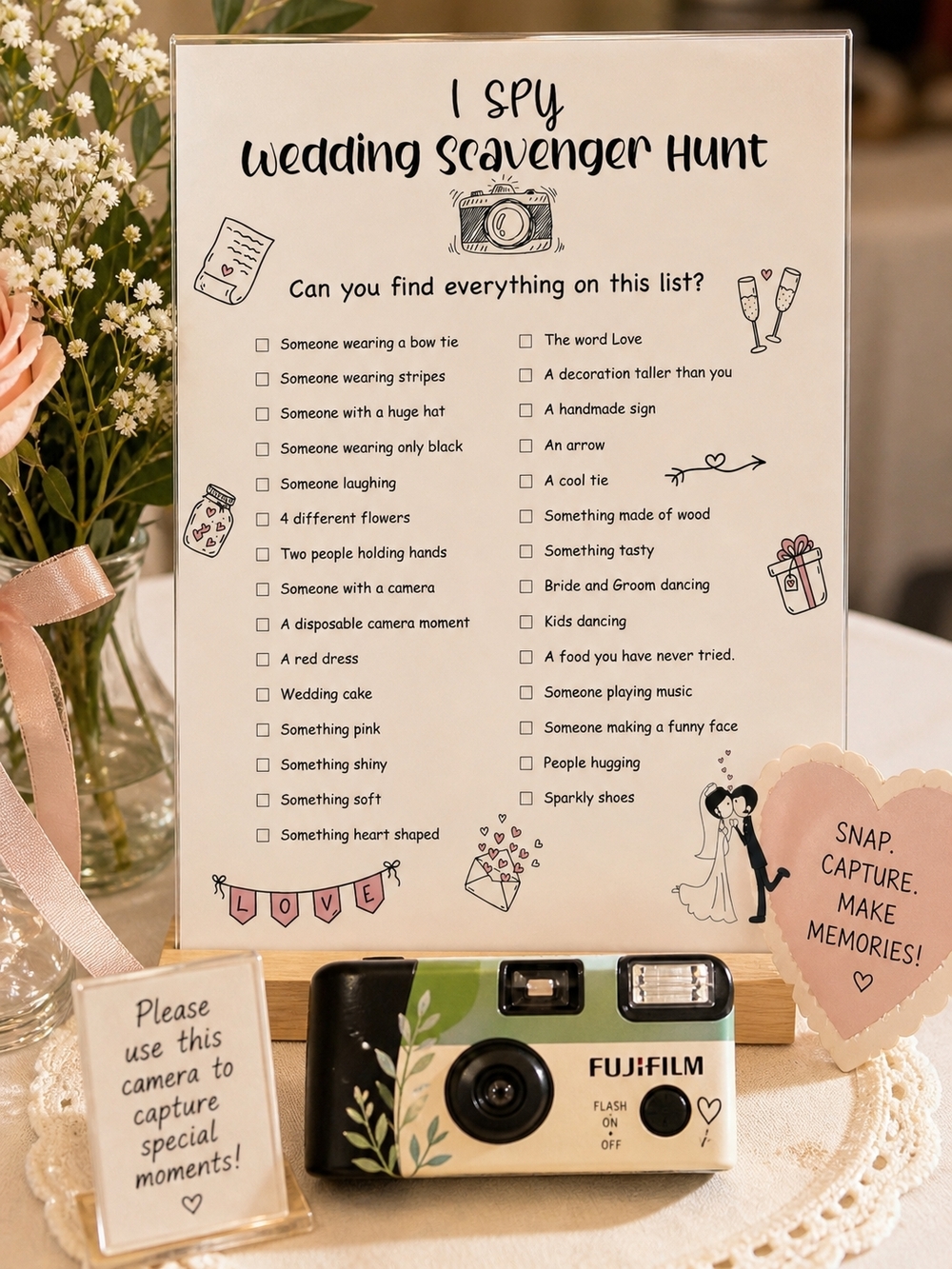 I Spy Wedding Guest Scavanger Hunt Activity Cards